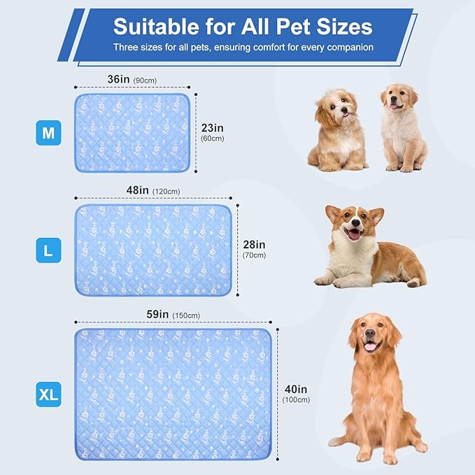 MH MYLUNE HOME Dog Cooling Mat 36x23 Inch - Arc-Chill Cool Fiber, Endothermic Color Changing Pet Pad for Dogs & Cats, Double-Sided Cooling & Warm, Foldable & Washable Summer Blanket