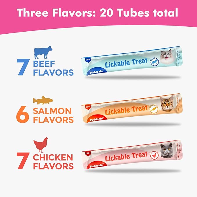 High-Meat Lickable Cat Treats, Grain & Gum Free, No Additives, All-Natural High Protein Puree, 0.5oz Tubes (Pack of 20)