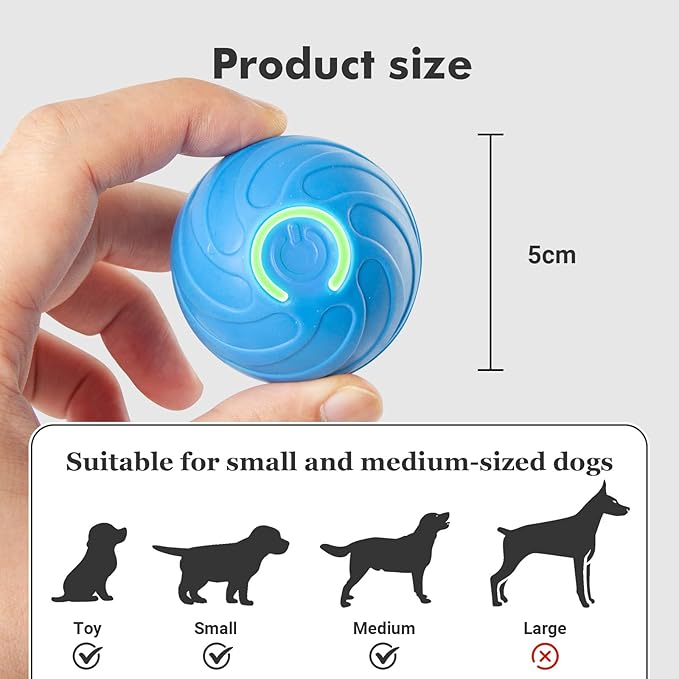 Interactive Dog Toy Ball for Indoor, Automatically Moving, Bouncing Ball Toy, USB-C Rechargeable (Blue+Orange)