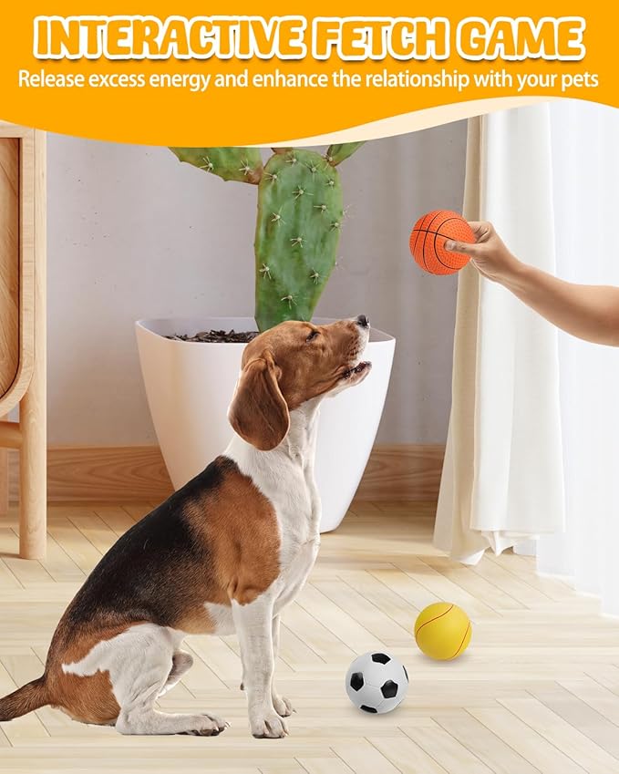 SCHITEC Squeaky Dog Toy Balls, [3 Pack] Latex Rubber Squeak Toys, 3'' Interactive Fetch Pet Ball for Medium Breed Dogs
