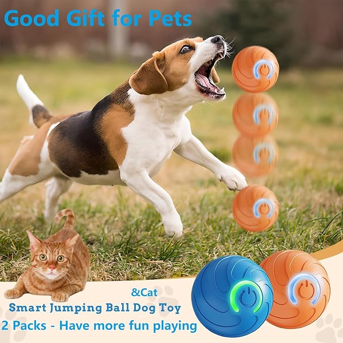 Smart Jumping Ball for Dogs & Cats Duraspin Dog Bouncing Ball Random Path Electric Automatic Moving and Rolling Pets Toy Interactive Jumping Vibrating Bouncing Balls for Puppy Toys（1Pack，Blue）
