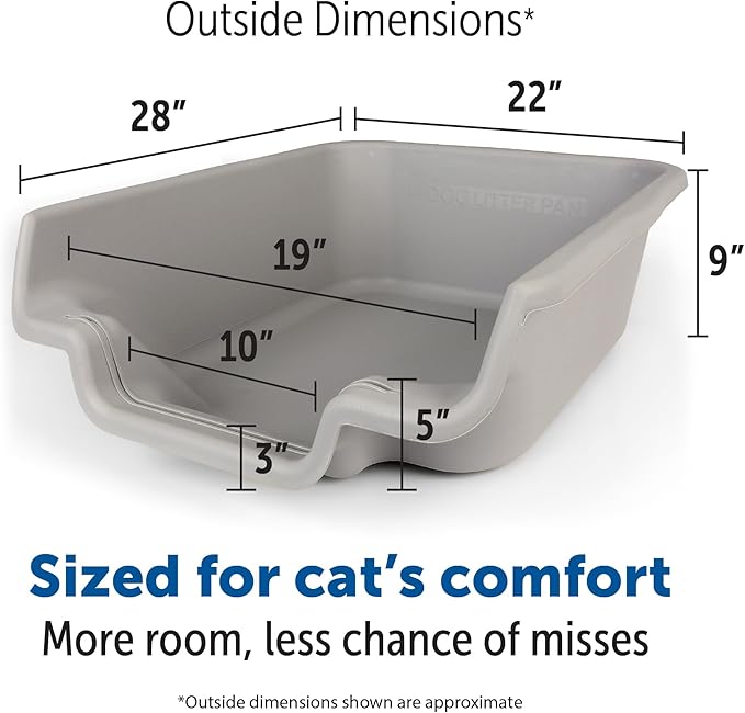 KittyGoHere Senior Cat Litter Box 1 Pack, Jumbo Gray Low Entrance Kitty Litter Box, Sized for Cats Comfort, Perfect for Senior and Arthritic Cats, Made in USA