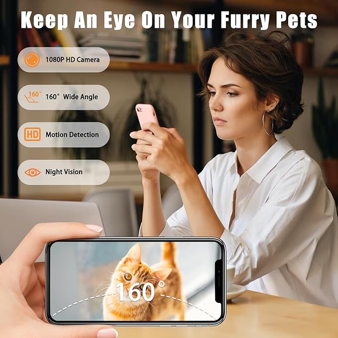 Automatic Cat Feeders, Podazz 1080P HD Camera Timed Auto Cat Dog Feeder with Smart App, 5G WiFi Dry Food Dispenser 2-Way Audio, Voice Recorder, Night Vision, Non-Stick Food Bowl (White)