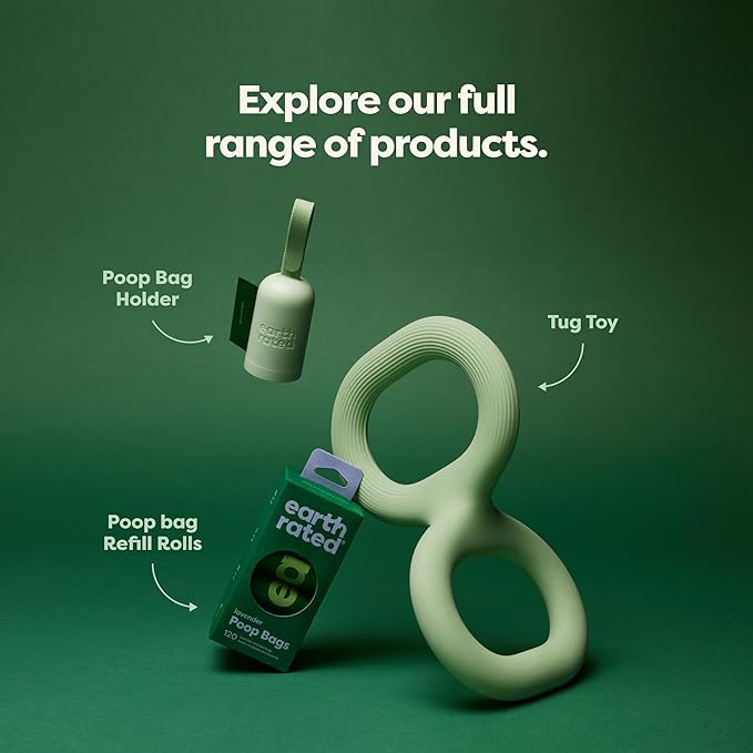 Earth Rated Tug of War Toy for Dogs and Puppies, Interactive Dog Pull Toys, Ergonomic Grip, Natural Rubber, Small, Green