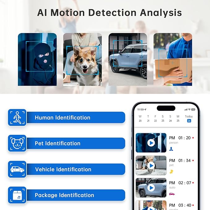 Security Camera Indoor Cam-2K 360° WiFi Cameras for Home Security,Pan & Tilt,Pet/Dog/Baby Camera with Phone app,2-Way Audio,Night Vision,24/7 Cloud & Micro SD Card Storage 1 Pack