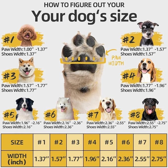 Hcpet Dog Shoes for Large Dogs, Waterproof Dog Booties for Small Medium Dogs, Anti-Slip Dog Boots & Paw Protectors for Hot Pavement Winter Snow Hiking with Reflective Straps Black Size 7