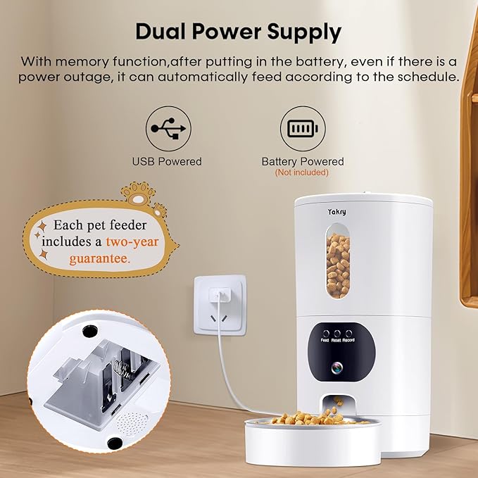 Automatic Cat Feeder Camera: Easy Setup Timed Smart Dog Feeder WiFi - 2-Way Audio 5G Pet Food Dispenser APP Control for Multi-Cat 2 Pack