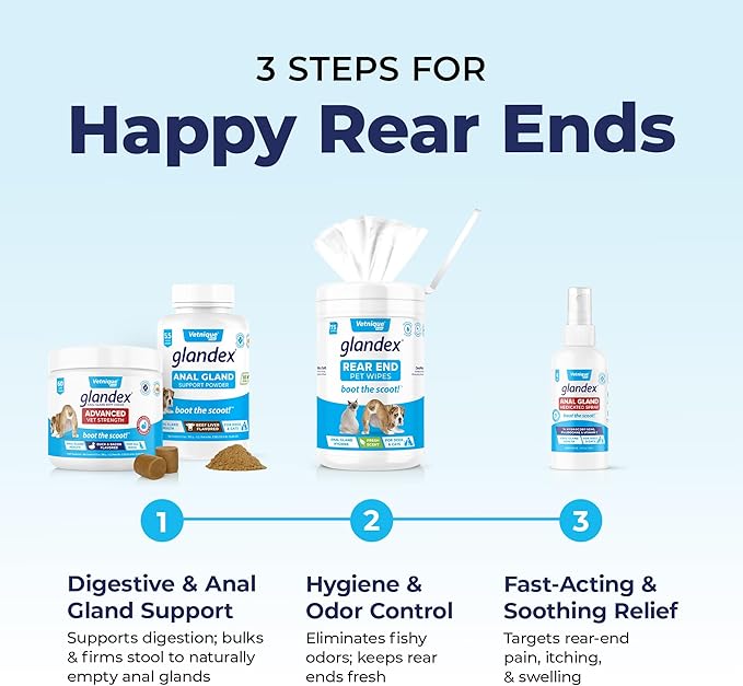 Vetnique Labs Glandex Dog Fiber Supplement Powder for Anal Glands with Pumpkin, Digestive Enzymes & Dog Probiotics for Digestive Health - Vet Recommended - Boot The Scoot (Vegan Salmon, 4.0oz Powder)