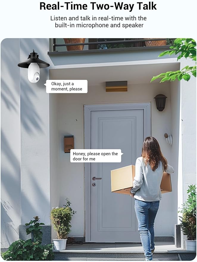 Light Bulb Security Camera Wireless Outdoor, 5G&2.4G WiFi Cameras for Home Security with Patrol, AI Human Detection, Motion Tracking, 2-Way Talk, Color Night Vision, SD/Cloud, 24/7 Recording(2 Pack)