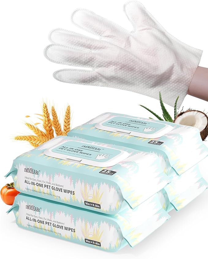 100 PCS Pet Glove Wipes for Paws and Butt Large Puppy Wipes for Dogs Face and Body Dog Wipes Cleaning Deodorizing Cat Wipes Cleaning Fur and Butt Doggie Wipes Doggy Wipes Bum Dog Ear Wipes
