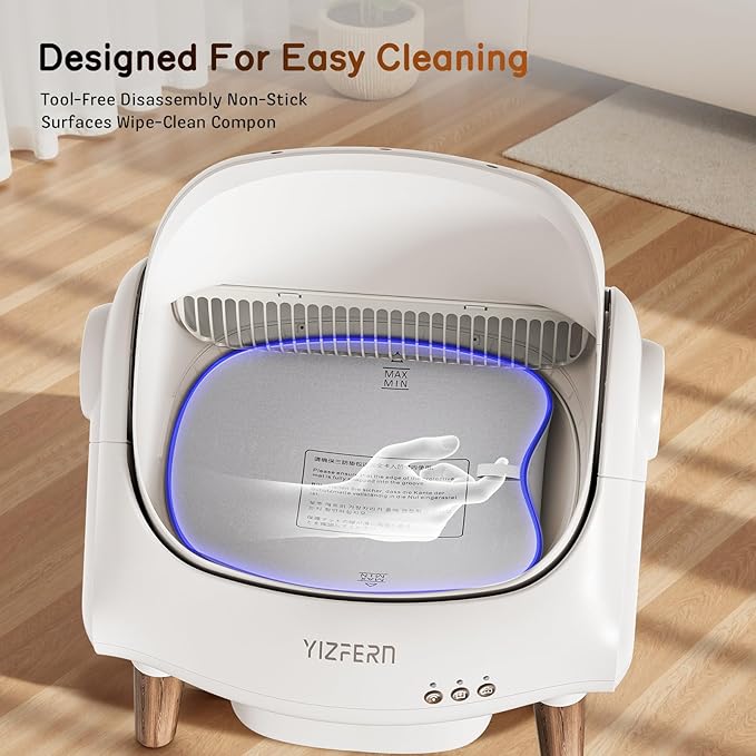 Self Cleaning Litter Box for Multiple Cats, Automatic Cat Litter Box with App Control, Open Top Design, Safety Protection, Ultra-Quiet, Includes Waste Bags, Large Waste Bin, & Brush (Wooden)