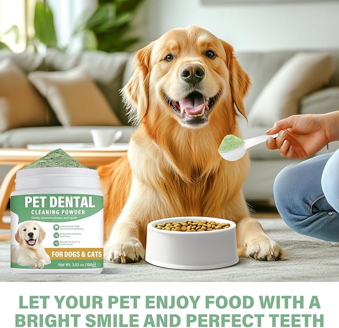ITECFREELY Dog Dental Powder, Dog Teeth Cleaning Powder for Breath Freshener, Effective Plaque Off and Tartar Remover for Small, Medium, Large Dogs