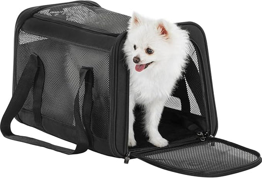 Petsfit Cat Carrier Dog Carrier, Large Capacity Lightweight Soft-Sided Pet Carrier for Travel, with Adjustable Shoulder Strap, Auto Locking Zipper Head and Washable Fleece Pad