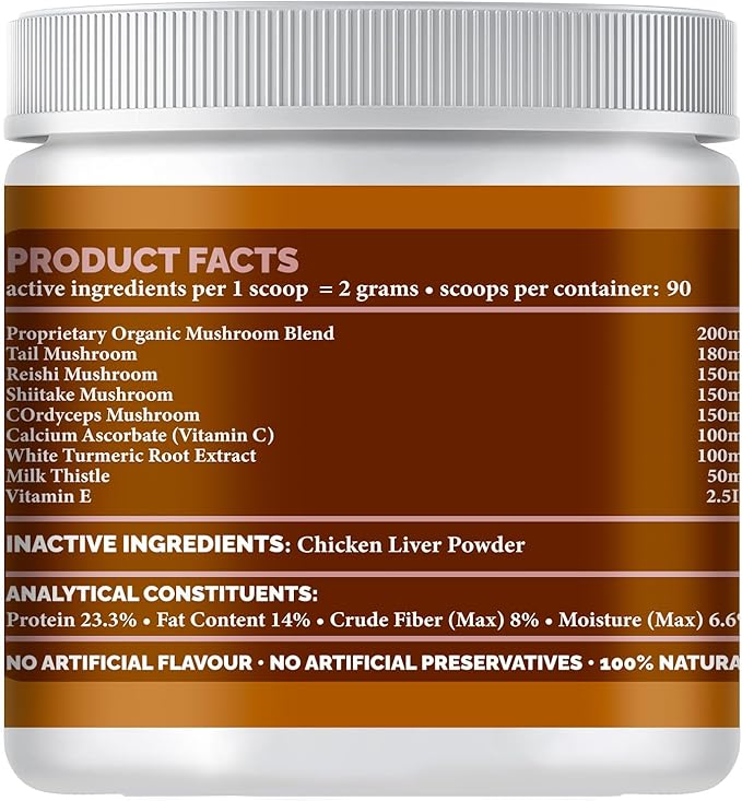 Immune Support Powder Food Topper, Large 6.35oz, Proprietary Organic Mushroom Blend, 300g