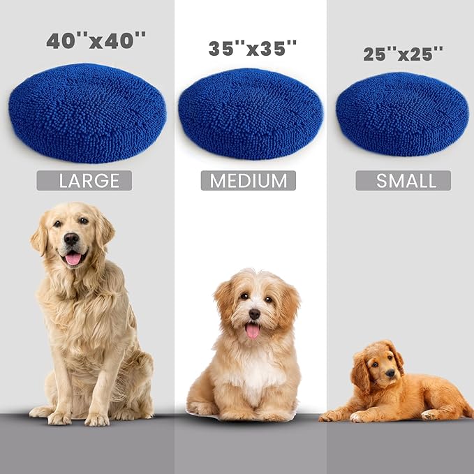 Muddy Mat® Cloud K-9 Bed for Dogs & Cats, Soft & Relaxing Donut Dog Bed, Chenille Material, Removable Cover, Washable & Dryer Safe–Navy Blue Small(25'x25')