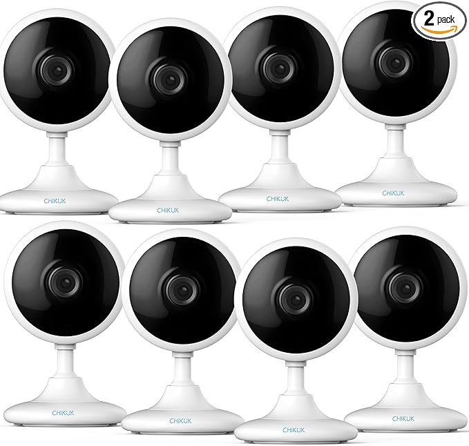 Small Security Cameras, Upgraded Indoor Camera for Pets, Dogs, Babies, Elders, Smart WiFi Home Monitor, App Control, Compatible with Alexa, White, 8PCS