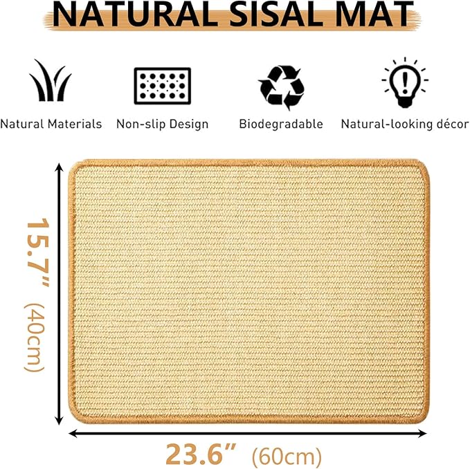Oncpcare 4PCS Rabbit Scratch Mat - Natural Bunny Scratching Pad for Claws & Teeth Care, Cages & Pet Cage Bedding for Biting, Sleeping & Nesting, 24x16