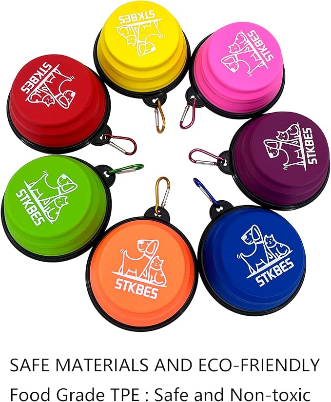Collapsible Dog Bowl, 6 Pack, Portable, Safe, Reusable, Suitable for Indoor and Outdoor Use