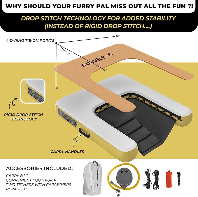 Inflatable Floating Dock for Lakes - (6' x 8’ and Dog Dock) - Large Floating Platform Lake Mat - Dog Water Ramp - Deck Floating Pad for Boats