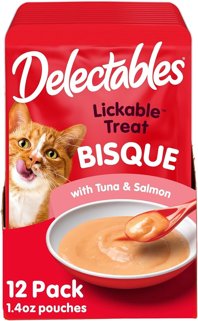 Hartz Delectables Bisque Lickable Cat Treats, Tuna & Salmon, 12 Count