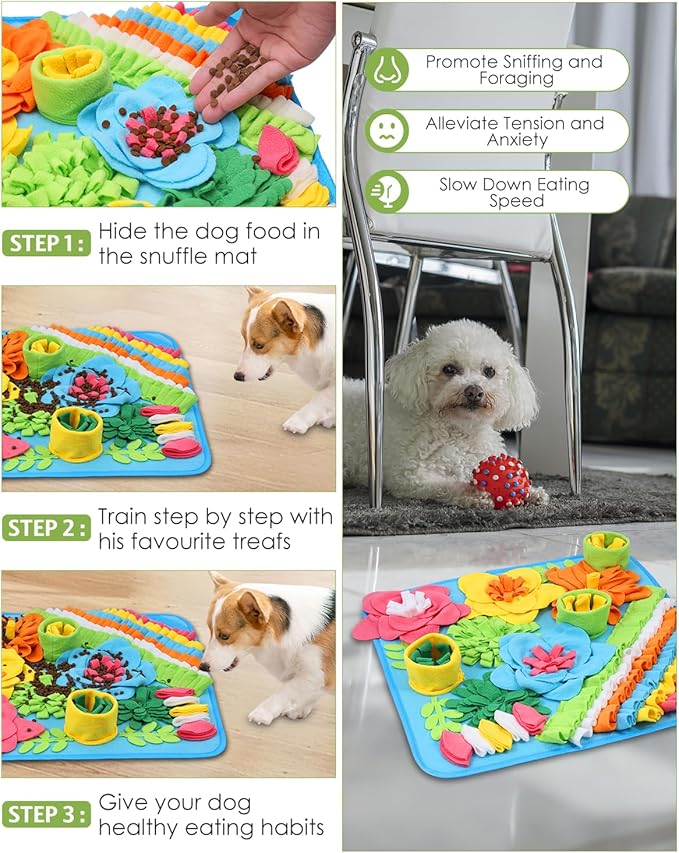 KeeKit Snuffle Mat for Dogs & Cats - Large Slow Feeder Mat for Small & Medium Breeds, Encourages Natural Foraging Skills, Durable Sniff Mat for Mental Stimulation & Stress Relief