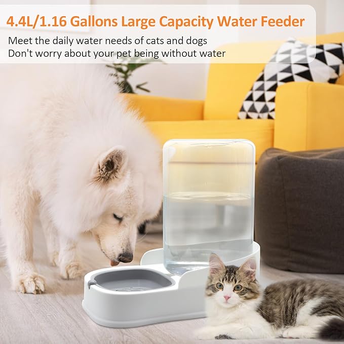 Automatic 4.4L Pet Water Dispenser, Gravity Dog Water Bowl & Cat Water Dispenser, Suitable for Small & Medium-Sized Cats, Dogs, Rabbits
