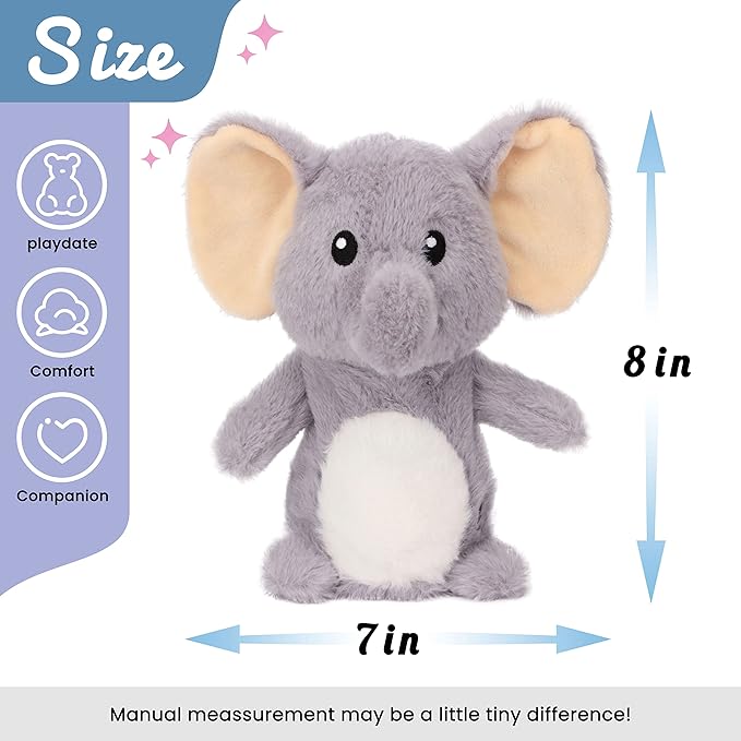 Hopearl Talking Elephant Repeats What You Say Nodding Electric Interactive Animated Toy Speaking Plush Buddy Gift for Toddlers, Grey, 8''