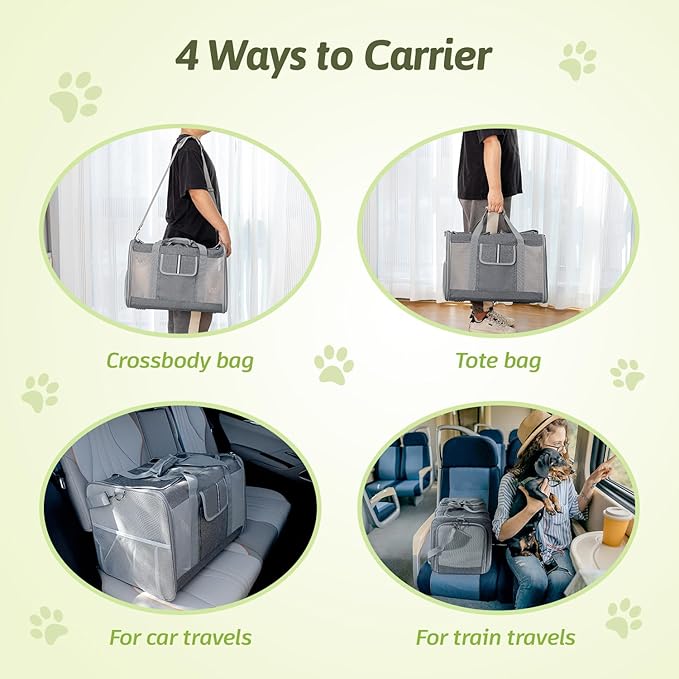 Large Cat Carrier for 2 Cats, 21.7X 13.8X 13.8in Pet Carrier for Cat and Dog Up to 38lbs, All-Sided Mesh Cat Carriers with Great Ventilation, Portable Soft Sided Pet Carriers for Traveling