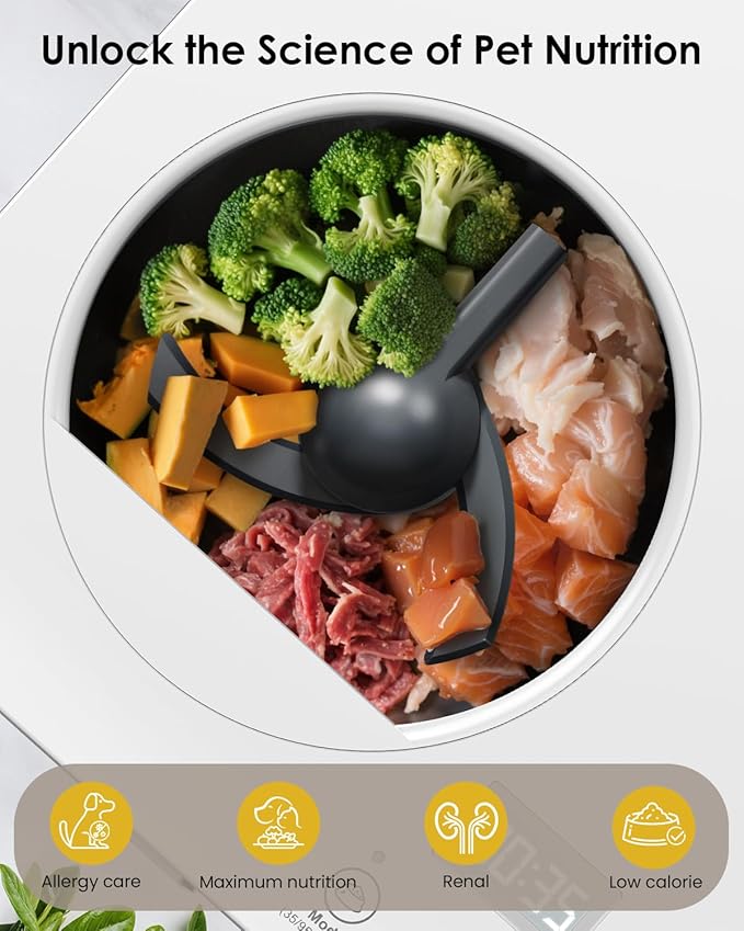 Pet Fresh Meal Cooker,5-in-1 Auto Fresh Food Cooker with Chop,Slow Cook, Mix, Self-Cleaning and Timer, 2.6 Quart Capacity Foods Cooker Makes 1.5Lbs Foods for 2 Dogs, DIY Pet Recipes, Wet or Dry Meals