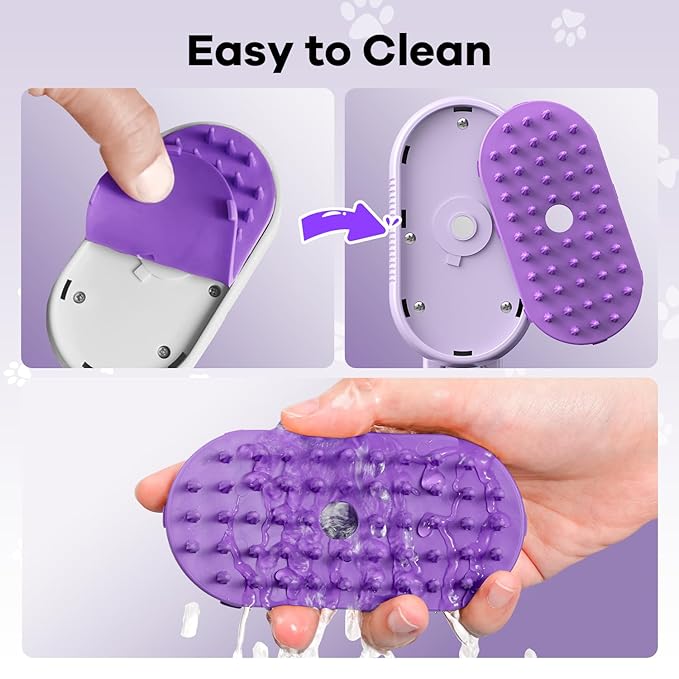 Cat Steam Brush for Shedding, 4 in 1 Brushs with Foldable Handle, Steam Brushs for Cats, Spritz Defur Comb for Cats, Water Brush for Cat, Pet Spray Hair Removal Comb