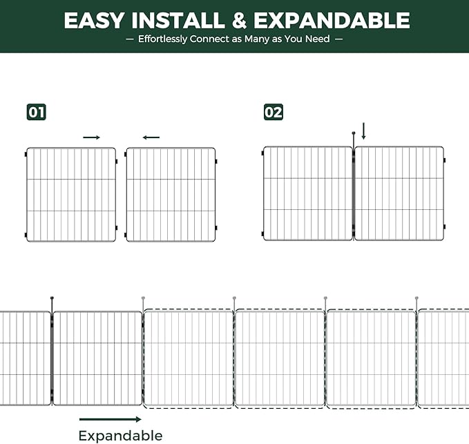 FXW MiniPaws Unleashed Dog Playpen for Yard & RV Camping, Expandable 20-inch 32 Panels for Puppies and Small Dogs, Portable for Indoor and Outdoor Use