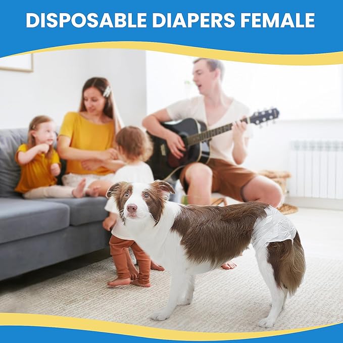 IMMCUTE Female Dog Diapers 30 Count,Super Absorbent Disposable Dog Diapers Female with Flash Dry & Leakproof, Doggie Diapers for Heat Cycle,Excitable Urination (X-Small)