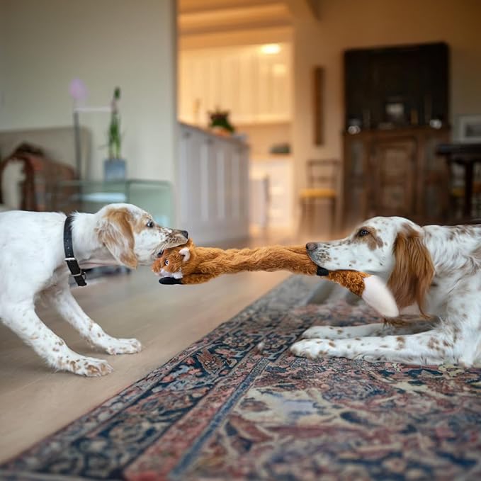 SHARLOVY Dog Squeaky Toys No Stuffing 3 Pack, Plush Crinkle Dog Toys for Large Breed, Durable Doggie Chew Cute Animals Puppy Toy for Teething