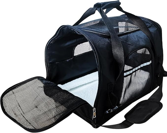 Expandable Cat Carrier for Travel, Soft-Sided Pet Carrier for Cats and Small Dogs, Airline Approved, Comfortable & Breathable Cat Carrying Bag with Adjustable Strap for Daily Use & Airplane(Black)