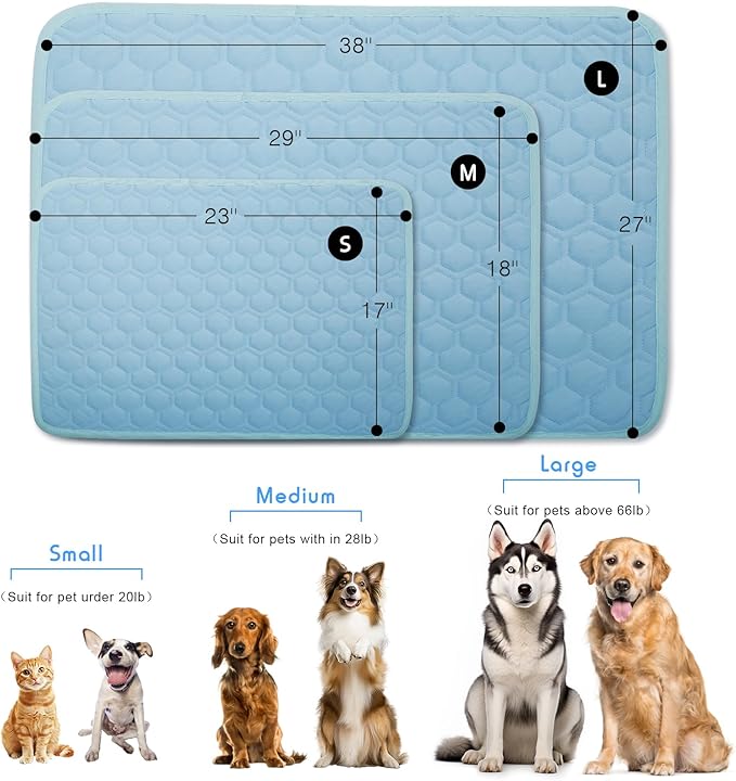 Upgrade Dog Cooling Mat, Pet Dog Self Cool Pad, Ice Silk Washable Cooled Mat for Dogs Cats Kennels Crates Beds