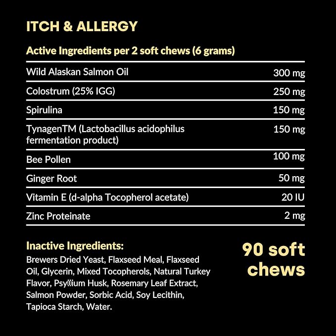 Kayode Itch & Allergy - Natural Dog Allergy Chews with Advanced Itch Relief. Premium Colostrum & Bee Pollen for Dog Allergies. Natural Alternative to Allergy Medicine