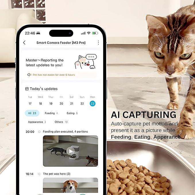 PETMARVEL Automatic Cat Feeder with Camera, 1080P HD Video with Night Vision, 2.4G WiFi Cat Dog Feeder with 2-Way Audio, Smart App Control Pet Dry Food Dispenser 4.4L for Cats and Dogs
