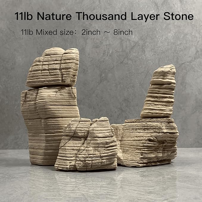11lb Nature Small Thousand Layer Stone Aquarium Rocks, Aquarium Stones for Fish Tank aquascaping Rocks