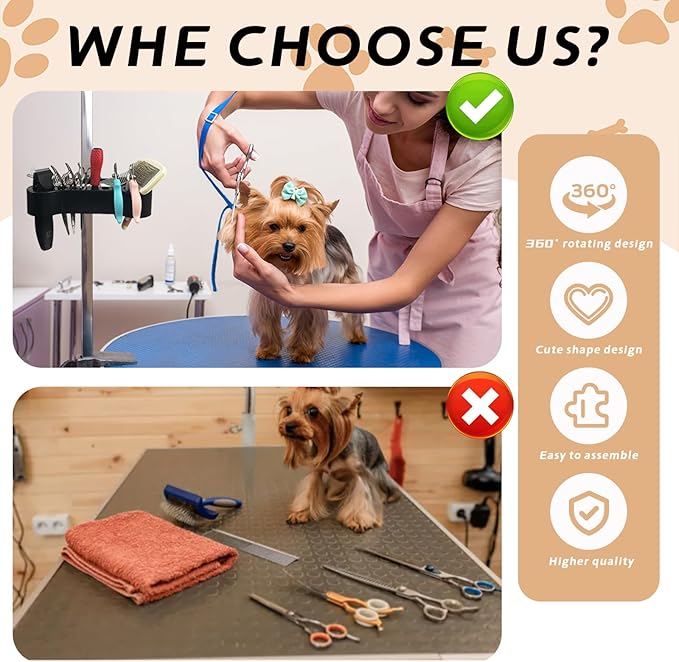 Dog Grooming Organizer, Beauty Tools Organizer Pet Grooming Storage, Table Accessories，Suitable with Pet Grooming Table Arm
