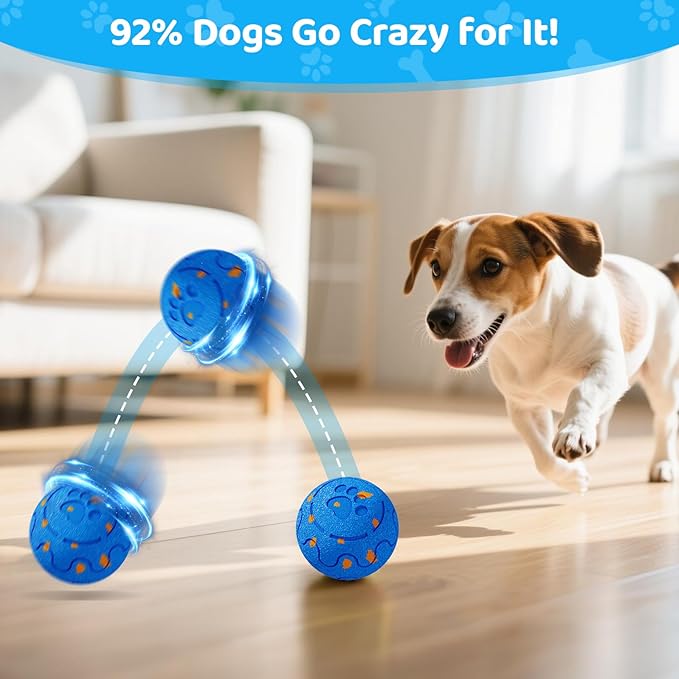 Self-Moving Dog Ball Interactive Dog Toy with Automatic Rolling, Bouncing & Vibration to Keep Dogs Entertained Chew-Proof & Waterproof for Small/Medium Breeds, O15-Blue