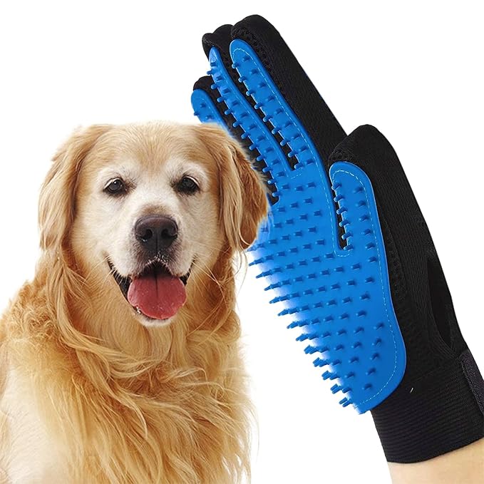 Pet Grooming Glove- pet washing Glove For Bathing-Pet Hair Remover glove For Cleaning Upgrade Grooming Brush For Long and Short fur- Efficient Washing Glove For Dogs & Cats -1 Pack [Right-Hand] Blue
