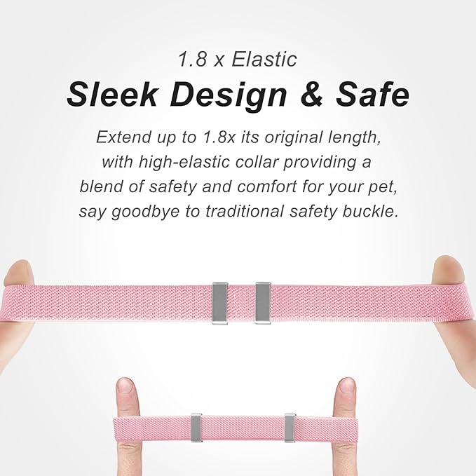 AirTag Cat Collar,Ultra Elastic Cat Tracker Collar with Apple Air Tag Holder, [Lightweight][Scratch Resistant] Stepless Adjustable GPS Pet Collar for Cats Kittens (Pink)