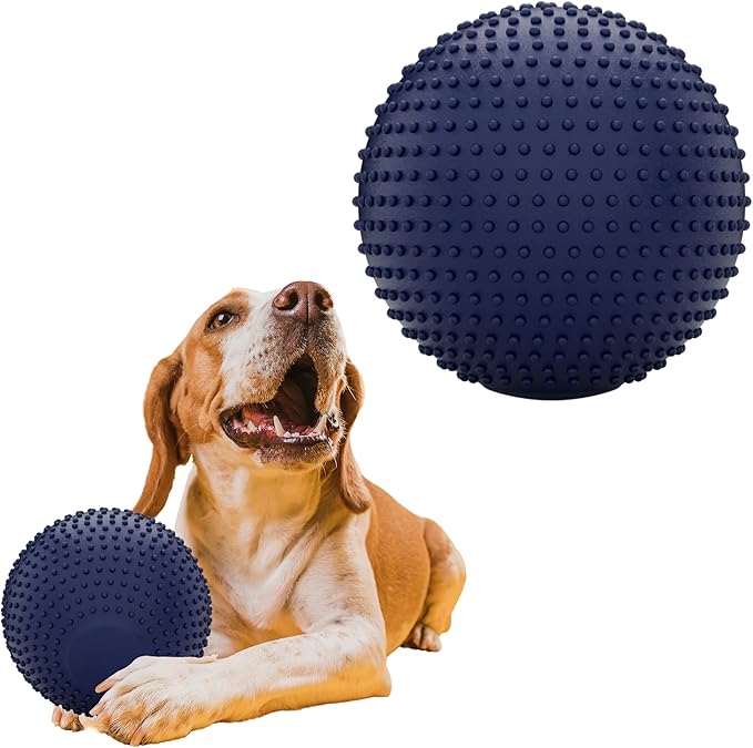 Dog Balls, EVA Dogs Toy Ball for Aggressive Chewers, 5 Inch Durable High Elasticity Interactive Ball for Training Dog Catch and Fetch, Floatable Toy for Medium and Large Dogs Puppies(Dark Blue)