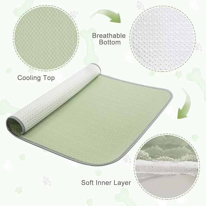 Summer Dog Cooling Mat Washable Ice Silk Self Cool Pad for Large Dogs and Cats, 59x40in Pet Sleeping Pad for Crate, Bed, Indoor & Outdoor Floor, Car Seats