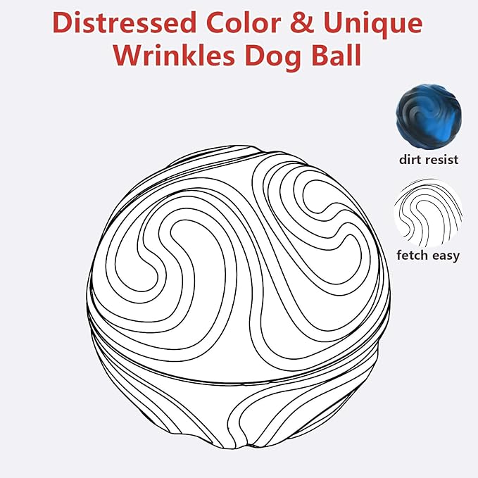 Yipetor Interactive Dog Toys Ball, Unswallowable 3.3'' Durable Replaceable Shell Rubber Dog Chewer Ball with Little Bell for Large Medium Dogs - Keep Them Busy/Relief Anxiety/Mental Stimulate (Blue)