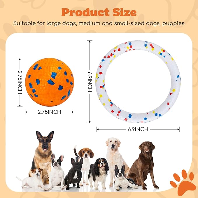 Nobleza Dog Toy Tennis Bouncy Training Balls, 6 Pack 2.75'' Aggressive Chewer Teething Durable Floating, Interactive Popcorn Ball for Medium Small Pet Puppy