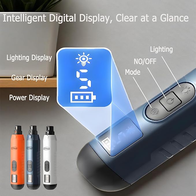 Dog Nail Trimmers, Professional Electric Dog Nail Grinder, Silent Groom Pro Nail Grinder Quiet with 2 LED Lights, 2 Grinding Wheels for Large Medium Small Dogs and Cat (Orange)