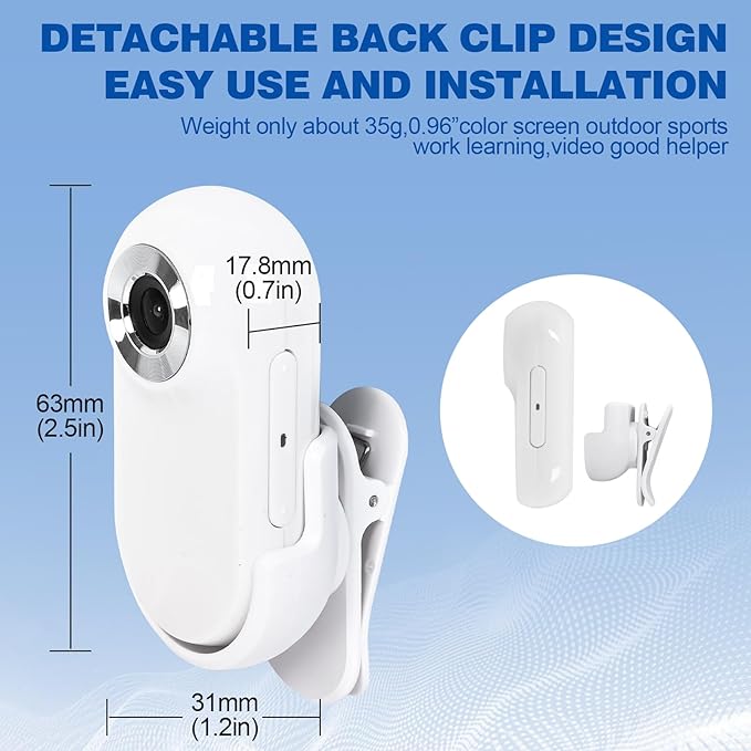 1080p HD Cat Dog Pet Camera Collar with Video Recording Sports Camera Baby Monitor No WiFi Indoor/Outdoor All Activities Pet Supplies and Monitors Gift, Birthday Gift White