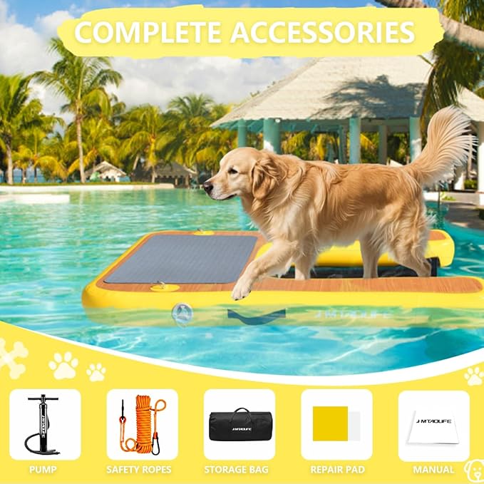 Inflatable Dog Boat Ramp Water Ramp for Pool, Float Floating Dog Ramps with Anti-Slip EVA for Lakes, Boats, Docks