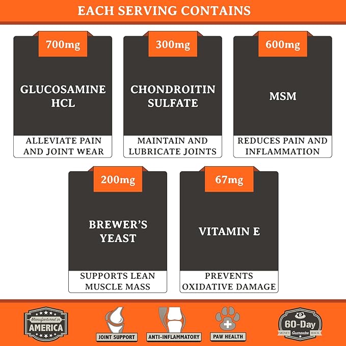 Free Range Joint Health Enhancer Supplement Powder for Dogs by Alpha Dog Nutrition - Premium Dog Arthritis Vitamins to Care for Joints - Contains Glucosamine, Chondroitin, MSM, Vitamin E, & More